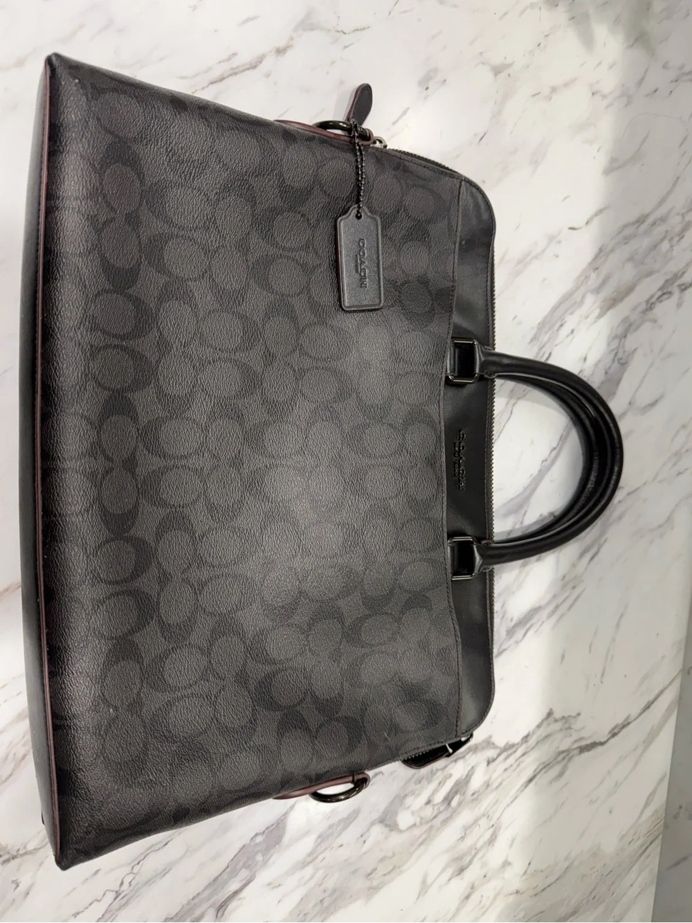 COACH Beckett Portfolio Brief in charcoal and black